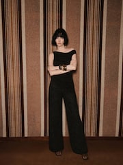 Mango Black Wide Leg Paisley Print Jeans - Image 1 of 7