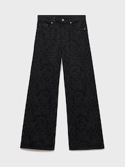 Mango Black Wide Leg Paisley Print Jeans - Image 6 of 7