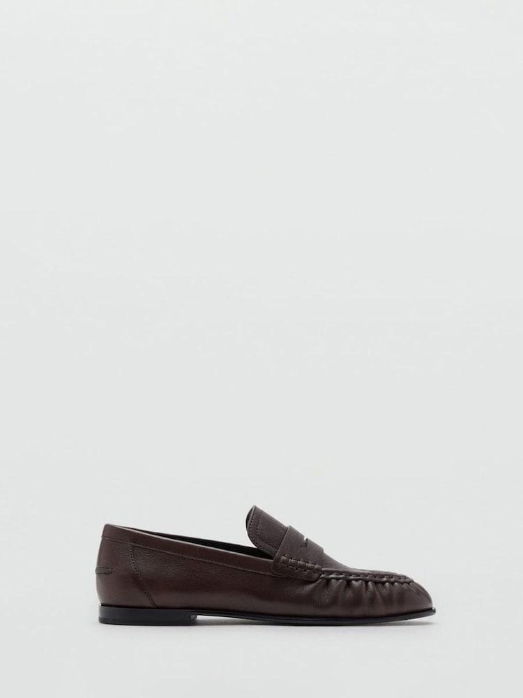 Mango Brown Leather Penny Loafers - Image 2 of 4