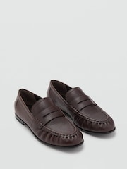 Mango Brown Leather Penny Loafers - Image 3 of 4