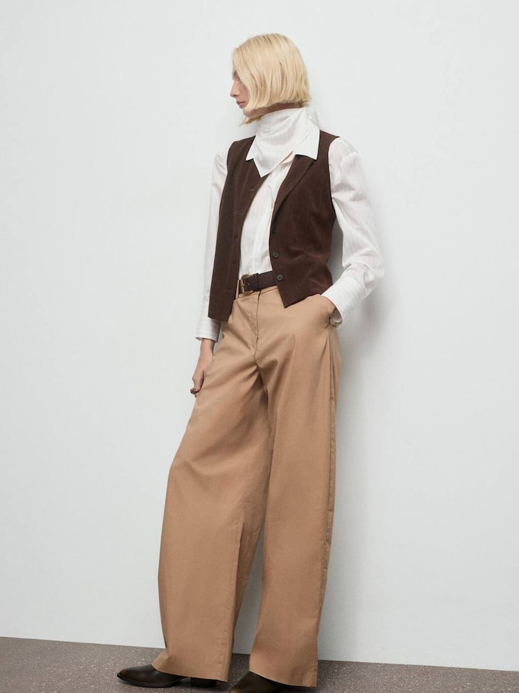 Mango Brown Chelo Cord Waistcoat - Image 1 of 6