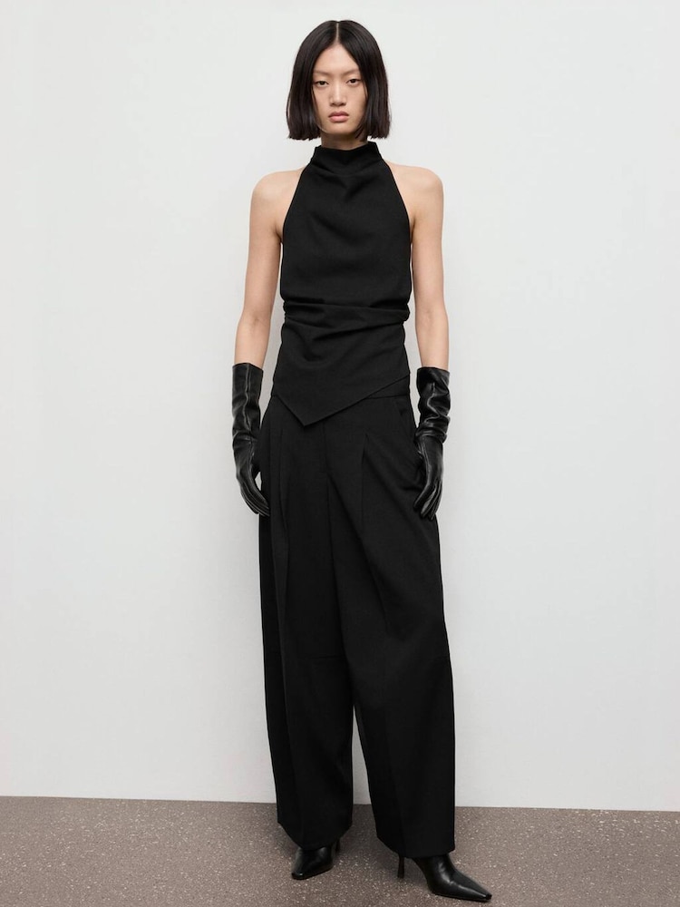 Mango Black Halter Top With Open Back - Image 1 of 6 Mango Black Halter Top With Open Back - Image 1 of 6