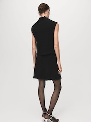 Mango Black Tweed Skirt With Frayed Hem - Image 2 of 6