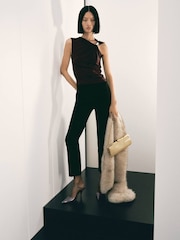 Mango Brown Asymmetric Neckline Top With Metallic Detail - Image 2 of 6