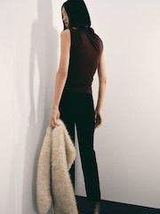Mango Brown Asymmetric Neckline Top With Metallic Detail - Image 3 of 6