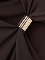Mango Brown Asymmetric Neckline Top With Metallic Detail - Image 6 of 6