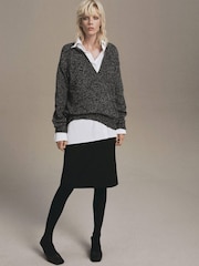 Mango Black V-Neck Speckled Jumper - Image 2 of 6