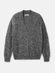 Mango Black V-Neck Speckled Jumper - Image 5 of 6