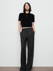Mango Black Faux Fur Effect Polo Collar Jumper - Image 3 of 6