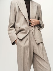 Mango Grey Pinstripe Wool Suit Trousers - Image 3 of 6