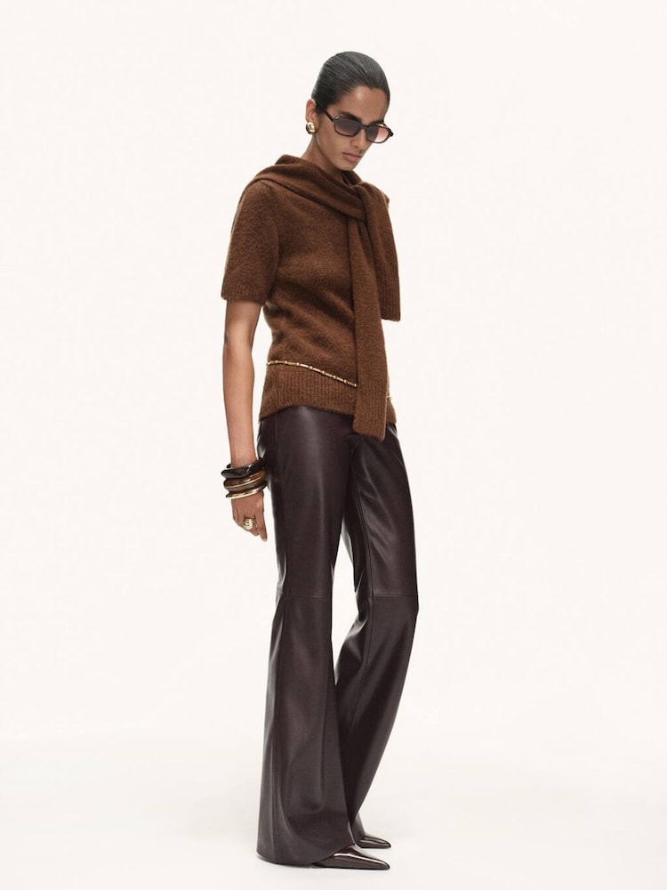 Mango Brown Leather-Effect Skinny Trousers - Image 1 of 7