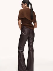Mango Brown Leather-Effect Skinny Trousers - Image 4 of 7
