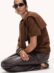 Mango Brown Leather-Effect Skinny Trousers - Image 5 of 7