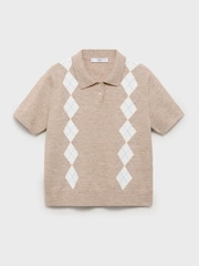Mango Grey Diamond-Print Polo-Neck Sweater - Image 5 of 6
