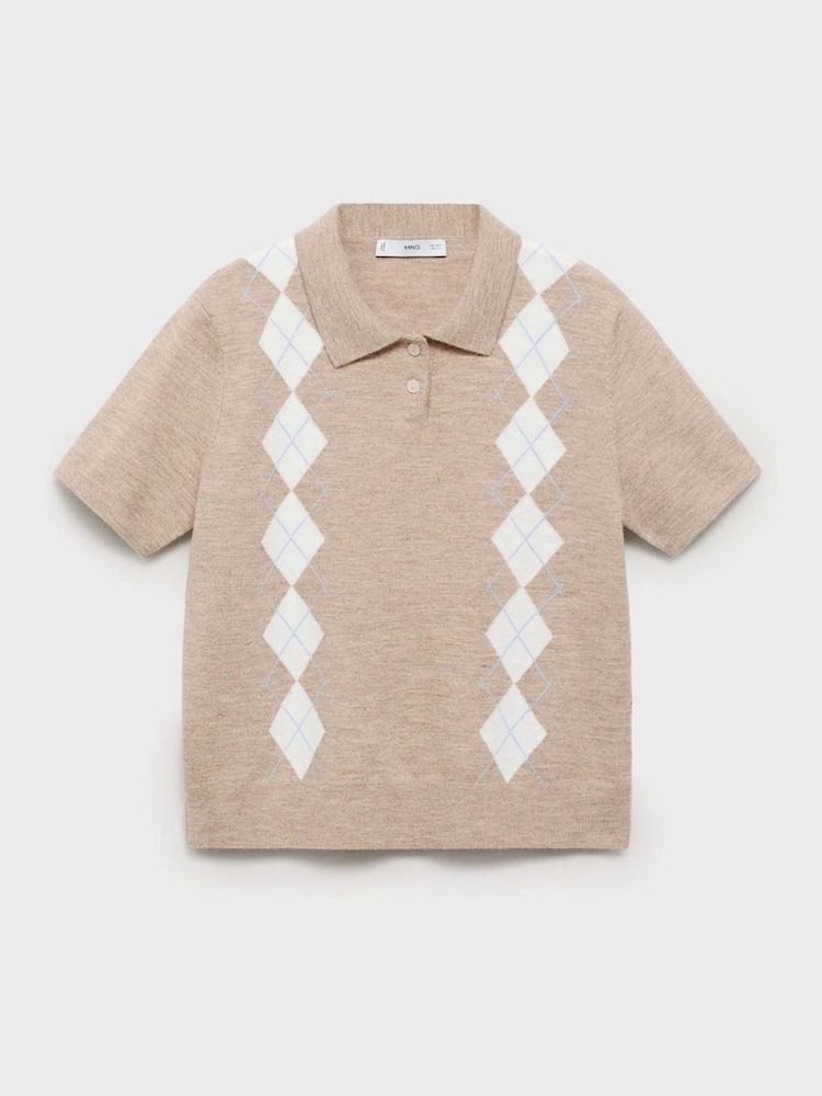 Buy Mango Grey Diamond-Print Polo-Neck Sweater from the Next UK