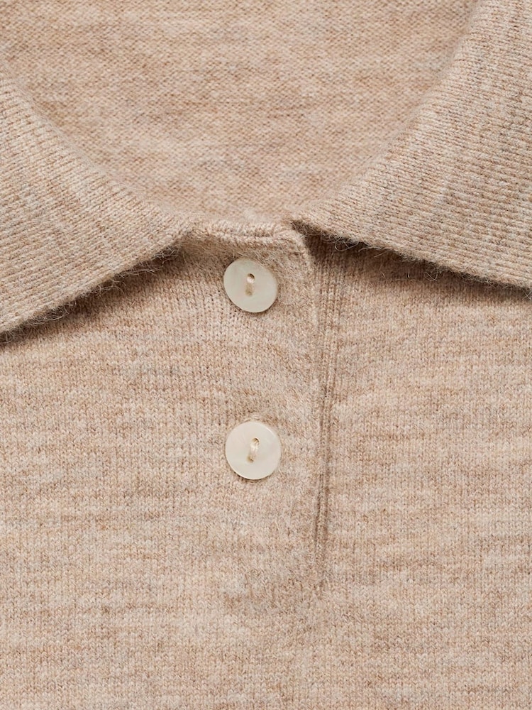 Mango Grey Diamond-Print Polo-Neck Sweater - Image 6 of 6