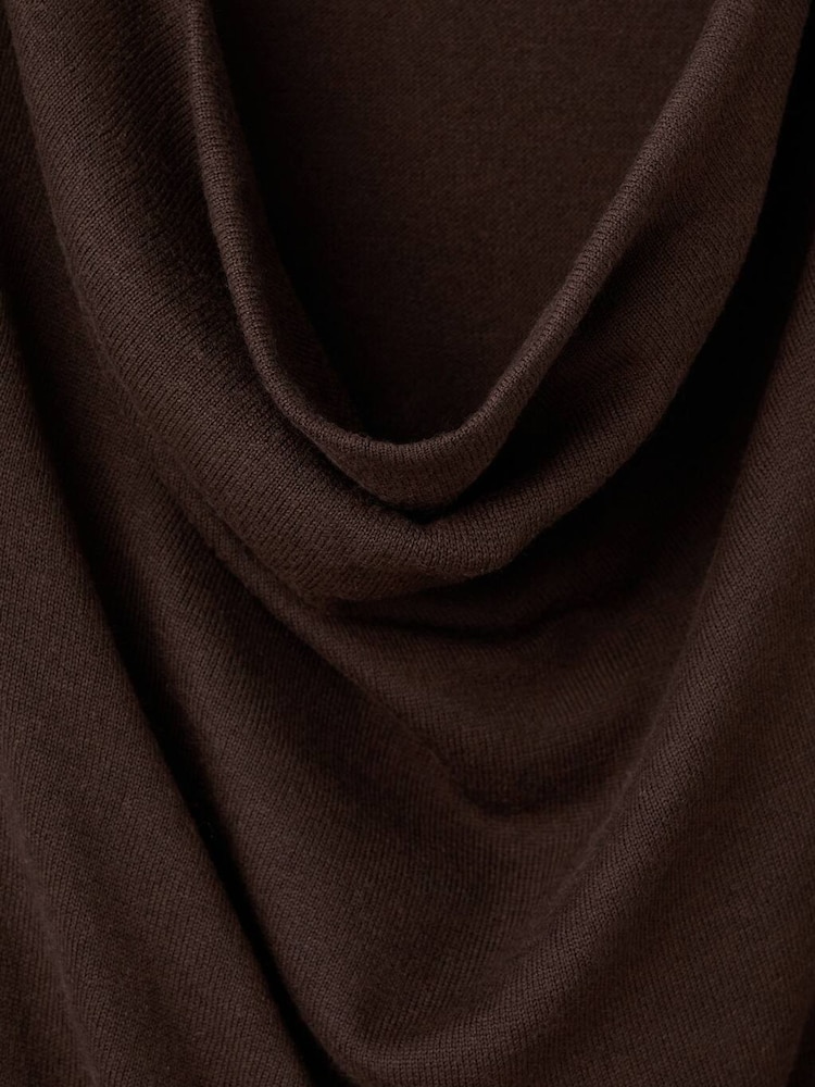 Mango Brown Drape Long Sleeve Fine Knit Top - Image 6 of 6