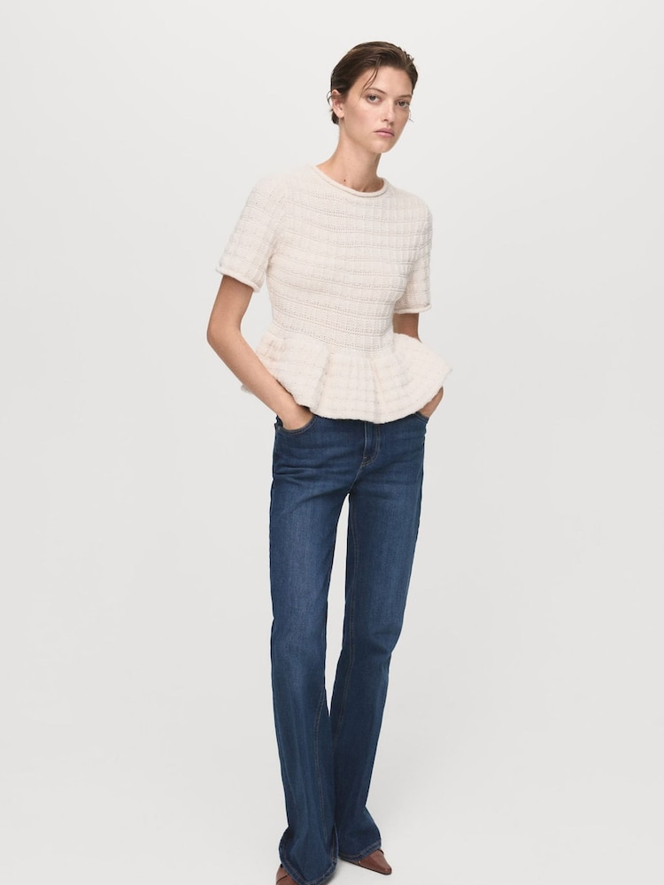 Mango White Textured Sweater With Ruffles - Image 1 of 6