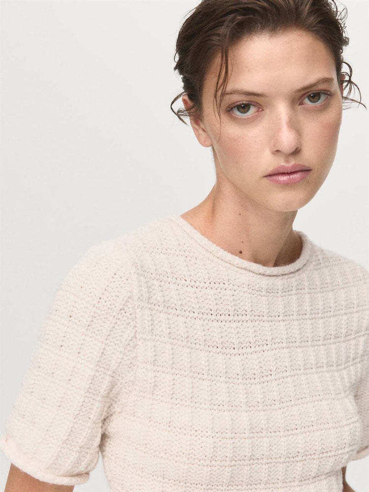 Mango White Textured Sweater With Ruffles - Image 2 of 6
