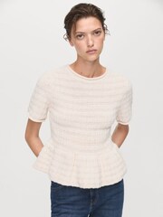 Mango White Textured Sweater With Ruffles - Image 4 of 6