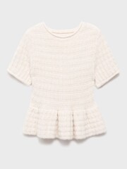 Mango White Textured Sweater With Ruffles - Image 5 of 6