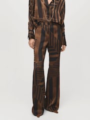 Mango Brown Satin Striped Trousers - Image 4 of 6