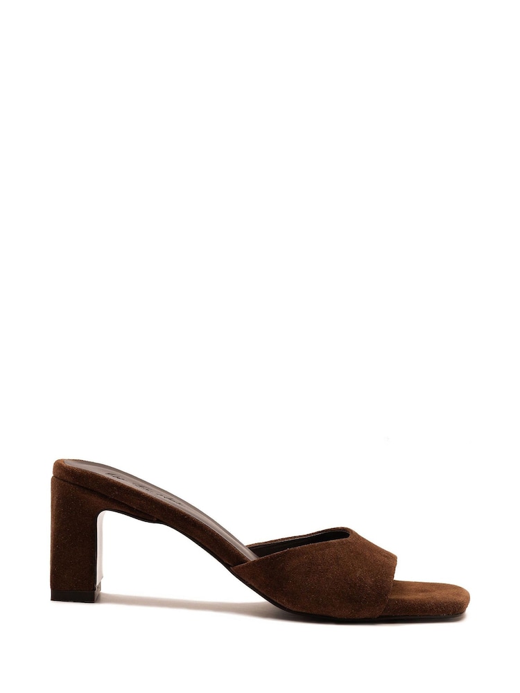 Off The Hook Brown Park Suede Block Heel Sandals - Image 2 of 6