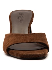 Off The Hook Brown Park Suede Block Heel Sandals - Image 4 of 6