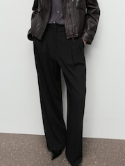 Mango Black Wide Leg Trousers - Image 1 of 6