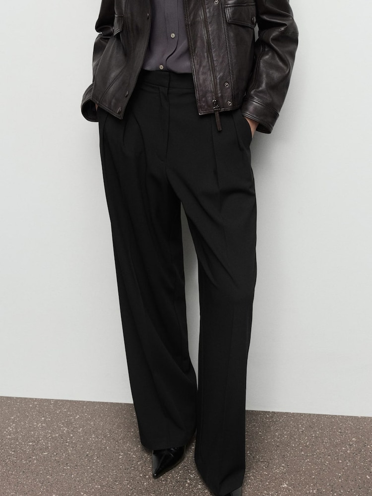 Mango Black Wide Leg Trousers - Image 1 of 6 Mango Black Wide Leg Trousers - Image 1 of 6