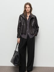 Mango Black Wide Leg Trousers - Image 3 of 6