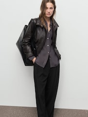 Mango Black Wide Leg Trousers - Image 4 of 6