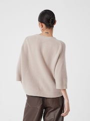 Hush Natural Short Sleeve Chunky Cashmere T-Shirt - Image 2 of 5