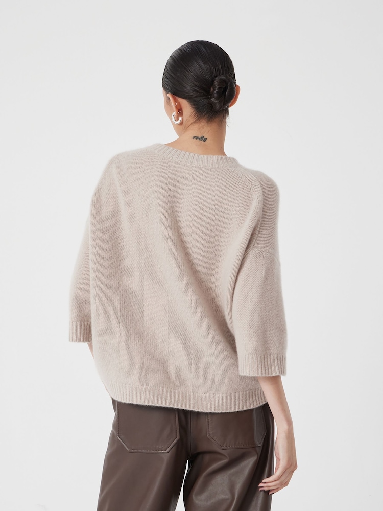 Hush Natural Short Sleeve Chunky Cashmere T-Shirt - Image 2 of 5 Hush Natural Short Sleeve Chunky Cashmere T-Shirt - Image 2 of 5