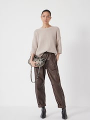 Hush Natural Short Sleeve Chunky Cashmere T-Shirt - Image 3 of 5