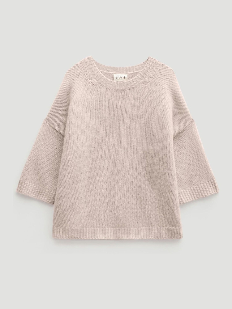 Hush Natural Short Sleeve Chunky Cashmere T-Shirt - Image 5 of 5 Hush Natural Short Sleeve Chunky Cashmere T-Shirt - Image 5 of 5
