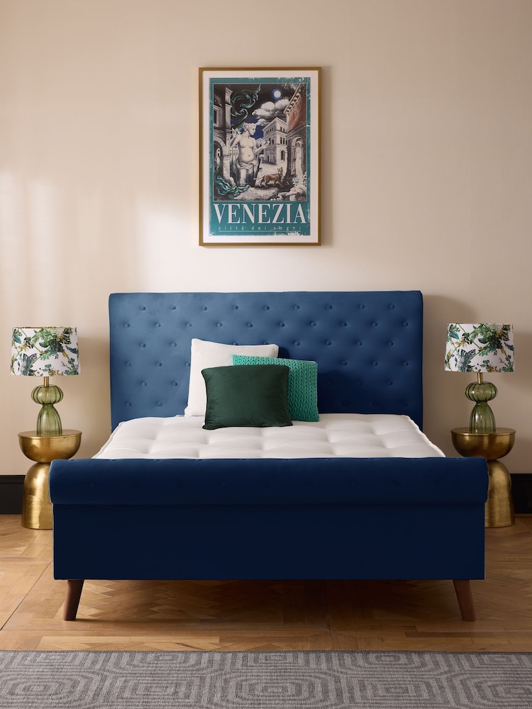 Laurence Llewelyn-Bowen Navy Bliss Chesterfield Style Bed Frame - Image 1 of 4