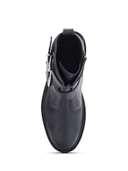 Off The Hook Black Sutton Double Buckle Side Zip High Ankle Boots - Image 4 of 5