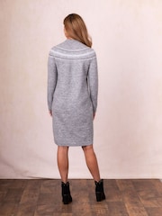 Lakeland Clothing Grey Starlight Fairisle Jumper Dress - Image 3 of 6