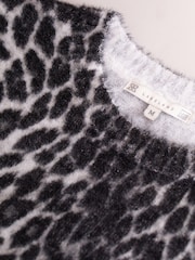 Lakeland Clothing Grey Peggy Leopard Print Jumper - Image 6 of 6