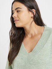 Simply Be Green V-Neck Knitted Tunic - Image 3 of 4