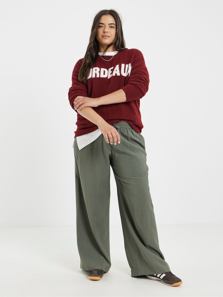 Simply Be Red Slogan Knitted Crew Neck Jumper - Image 2 of 4 Simply Be Red Slogan Knitted Crew Neck Jumper - Image 2 of 4