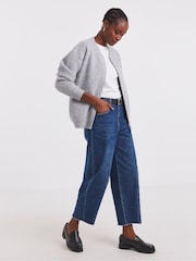 Simply Be Grey Premium Knitted Ribbed Bomber Jacket - Image 4 of 4