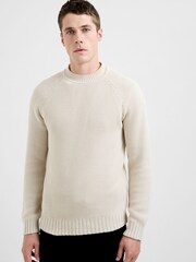 French Connection Natural Cotton Crew Neck Raglan Sleeve Chunky Knit Jumper - Image 1 of 5