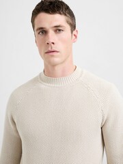 French Connection Natural Cotton Crew Neck Raglan Sleeve Chunky Knit Jumper - Image 4 of 5