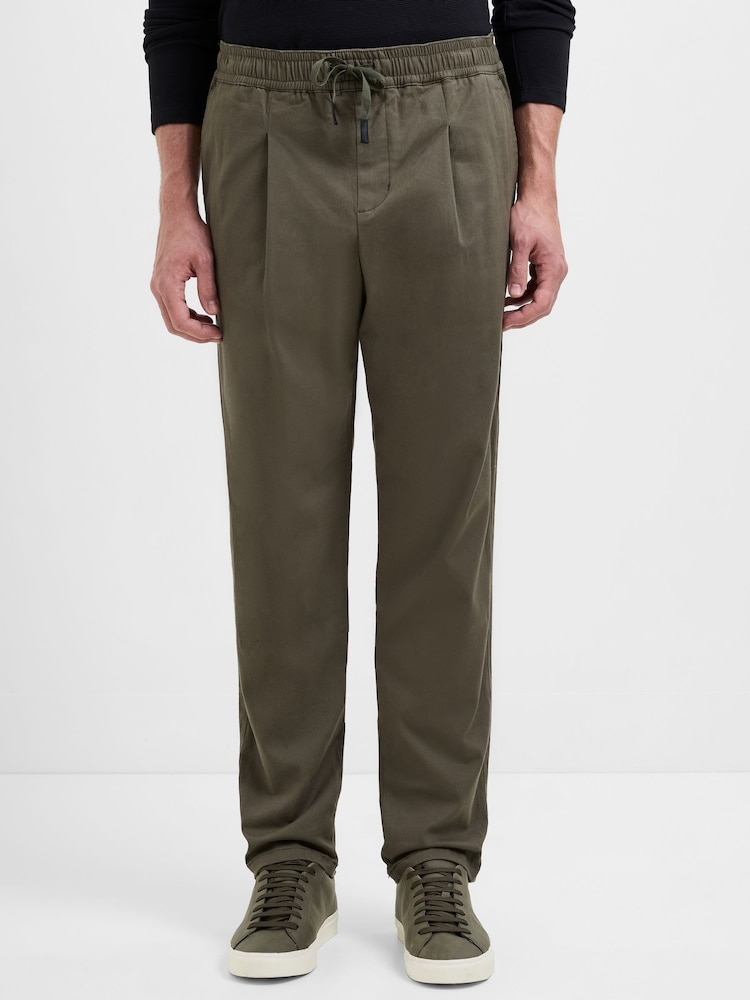 French Connection Green Cotton Stretch Twill Tapered Leg Elasticated Waist Trousers - Image 1 of 5 French Connection Green Cotton Stretch Twill Tapered Leg Elasticated Waist Trousers - Image 1 of 5