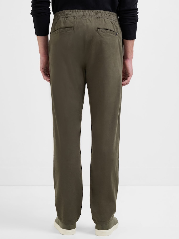 French Connection Green Cotton Stretch Twill Tapered Leg Elasticated Waist Trousers - Image 2 of 5 French Connection Green Cotton Stretch Twill Tapered Leg Elasticated Waist Trousers - Image 2 of 5