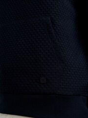 French Connection Blue Waffle Knit Hoodie with Kangaroo Pocket - Image 5 of 5