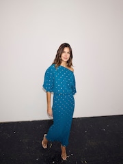 Never Fully Dressed Blue Plisse Tilly Petite Dress - Image 5 of 5