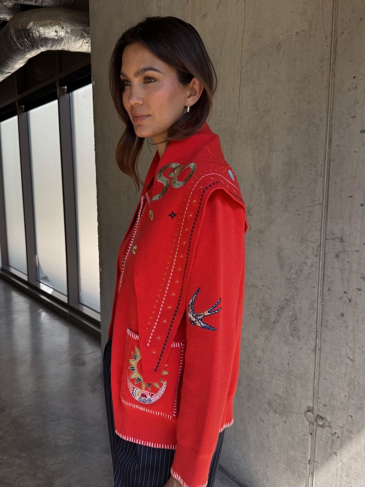 Buy Never Fully Dressed Red Mystical Cardigan with Collar from Next Italy